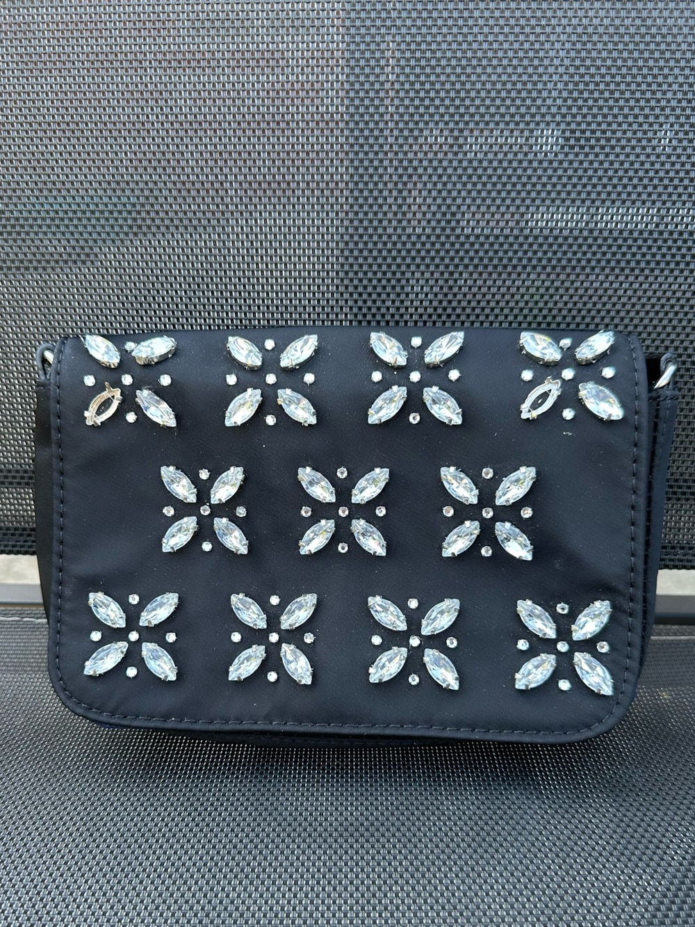 Tommy Hilfiger Black Rhinestone Crossbody Nylon
Mini Bag